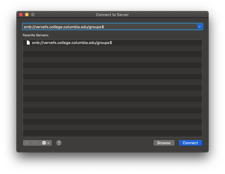 Enter the full network address of the shared drive