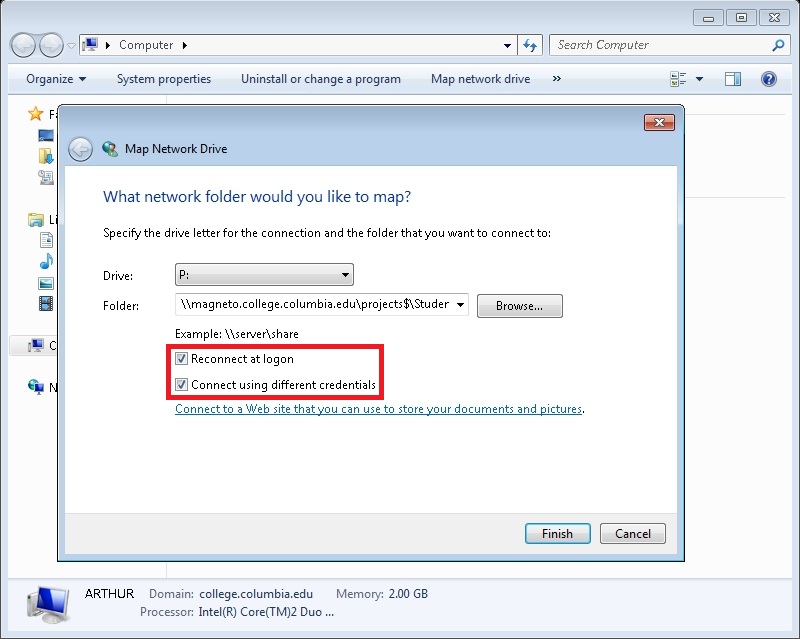 How To Map Network Drives With Windows 7 Columbia College Information Technology